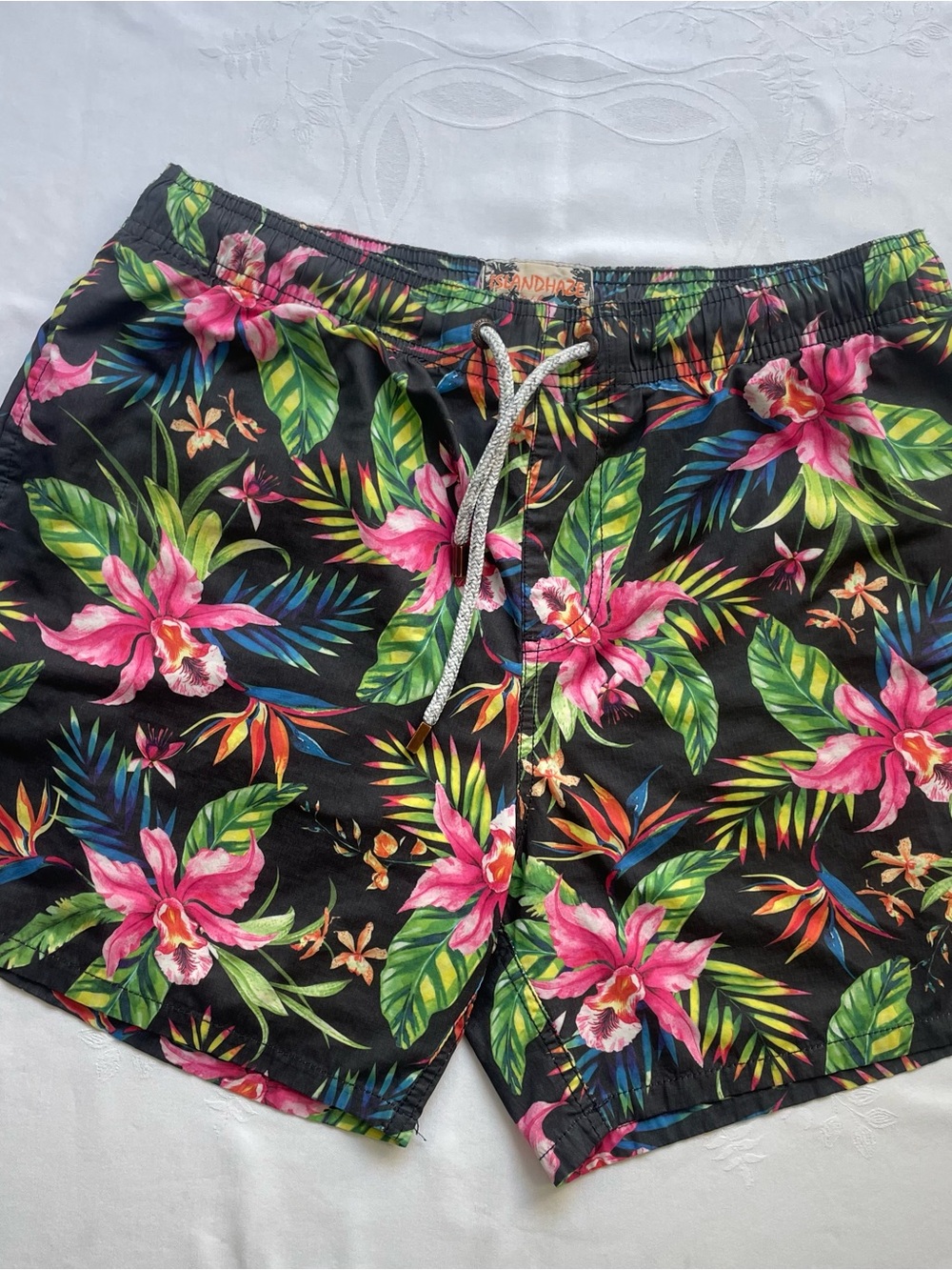 Island Haze Mens Large Floral Swim Trunks Board Shorts Mesh Lining 5 In Inseam